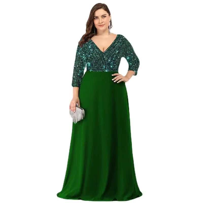 Luxe Curve Floor-Length Sequin Evening Gown - Full Length
