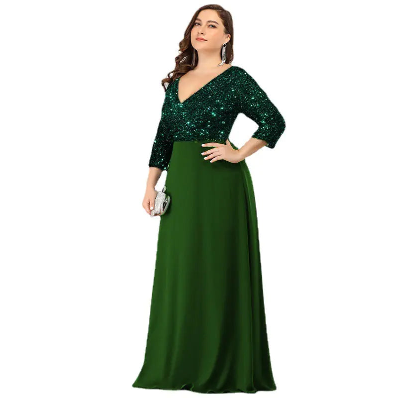 Luxe Curve Floor-Length Sequin Evening Gown - Detail