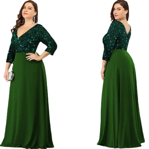 Luxe Curve Floor-Length Sequin Evening Gown - Side View