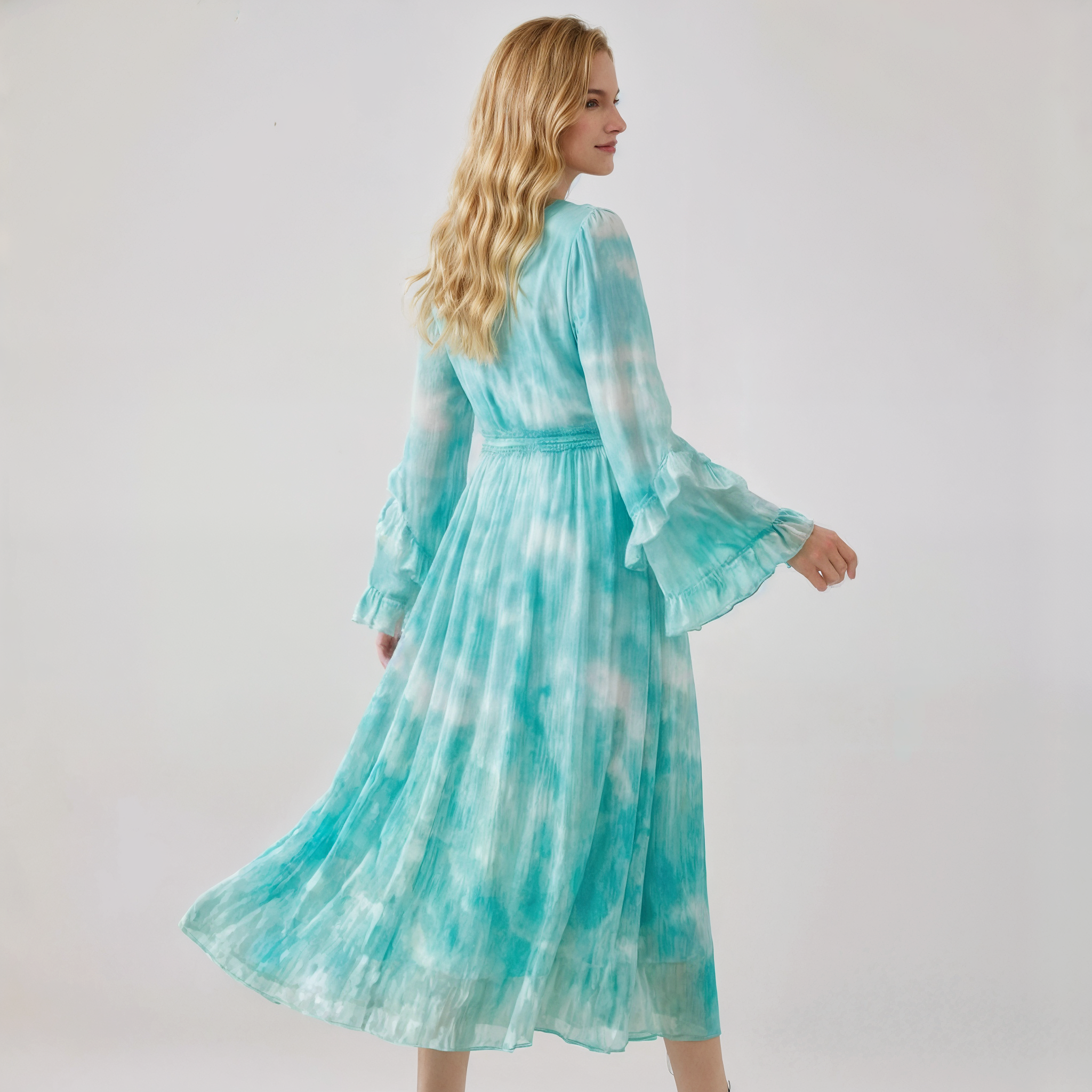 The Silk — Mulberry Silk V-Neck Beaded Luxury Dress