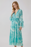 The Silk — Mulberry Silk V-Neck Beaded Luxury Dress