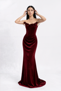 The Claret — Velvet Long Sleeve Engagement Gown
