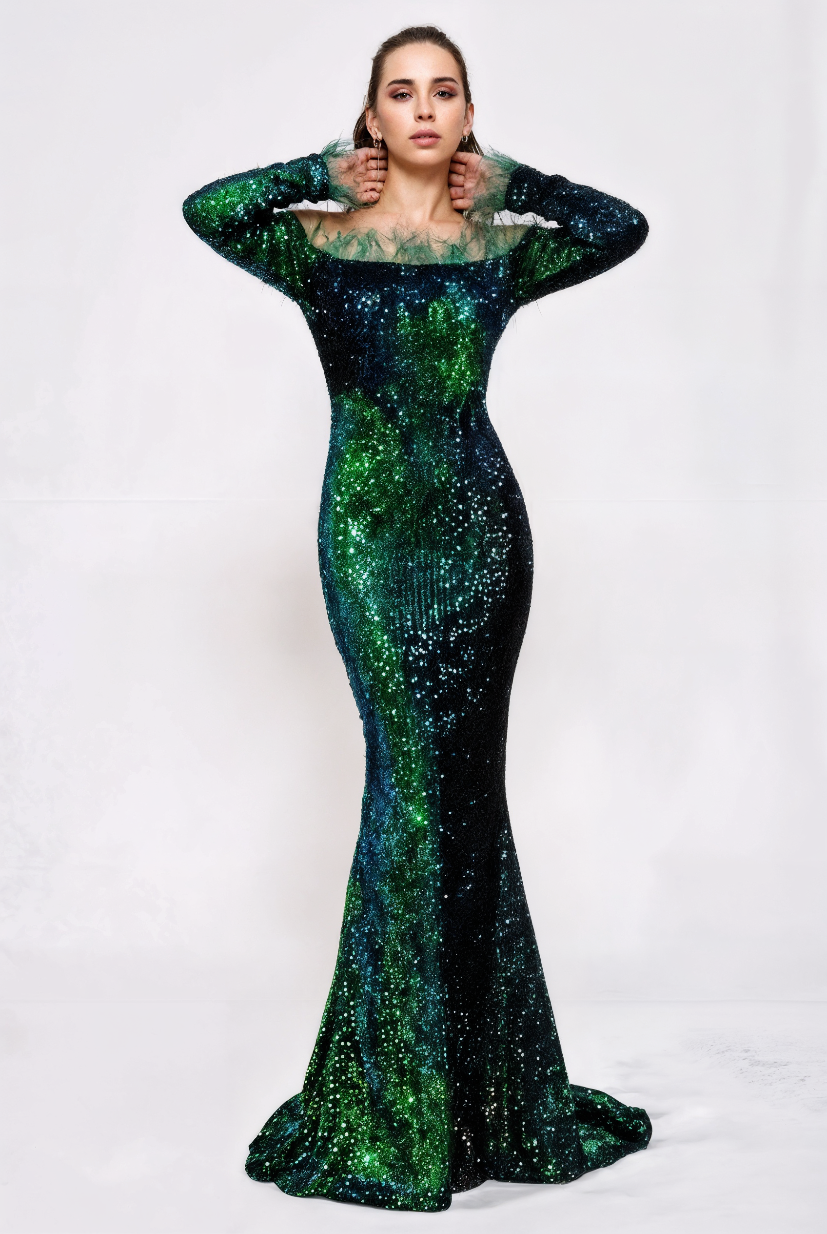 The Mermaid — Velvet & Sequin Evening Gown